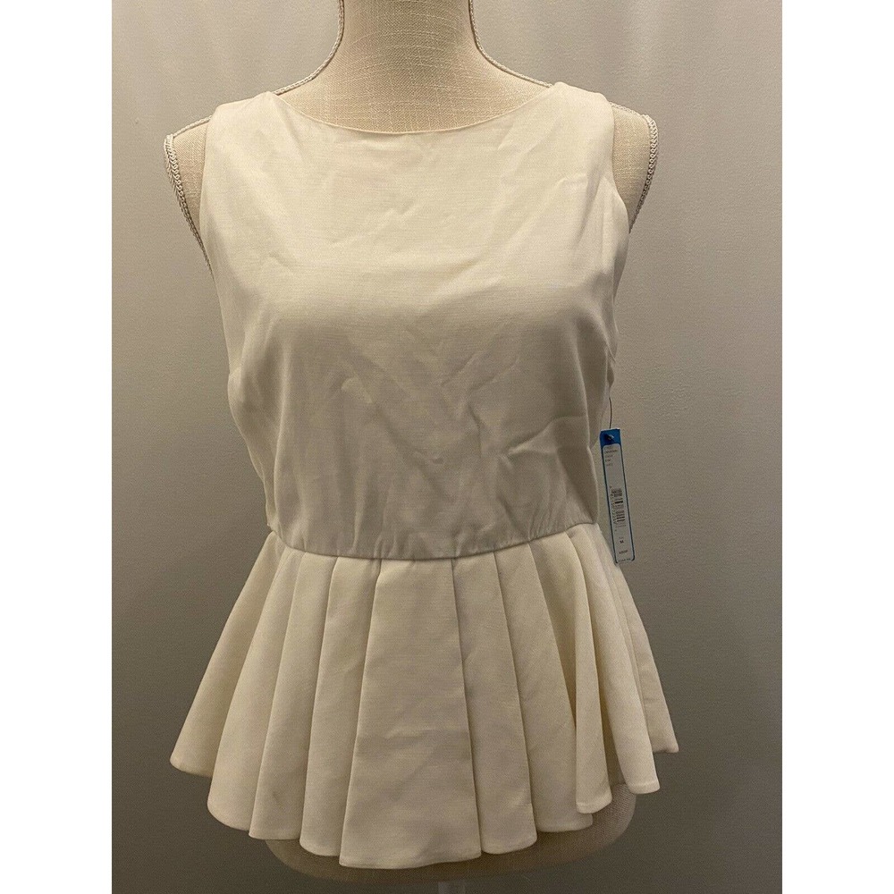 NWT Alice + Olivia White & Black Peplum Top Medium $368